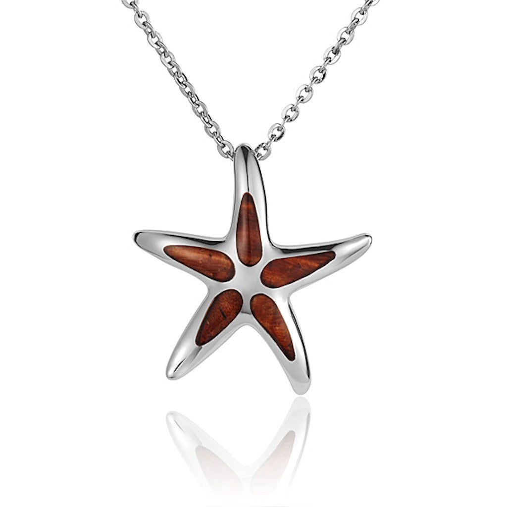 Koa / Sterling Silver - Starfish Pendant