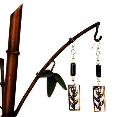 Mother of Pearl Heliconia with Black Obsidian