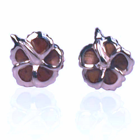 Koa / Sterling Silver - Hibiscus Earrings