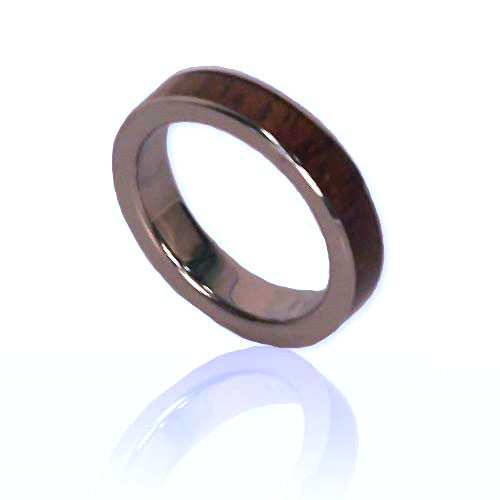 Koa / Silver - 4mm Barrel Ring