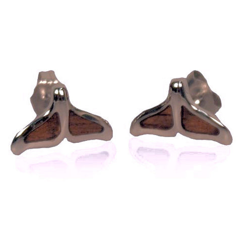 Koa / Sterling Silver - Whale Tail Earring
